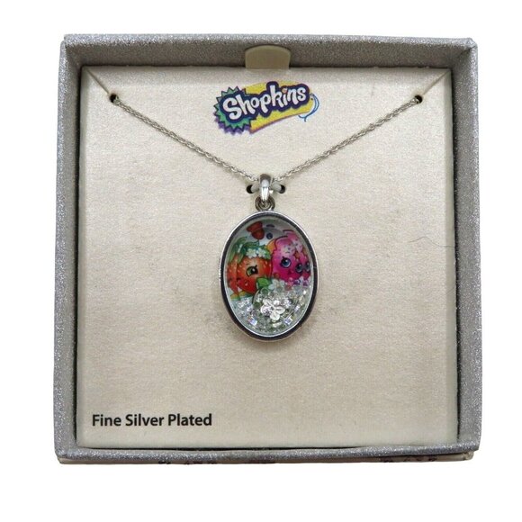 Shopkins Fine Plated Silver Character Crystal Enclosed Pendant Charm Necklace - Picture 1 of 5